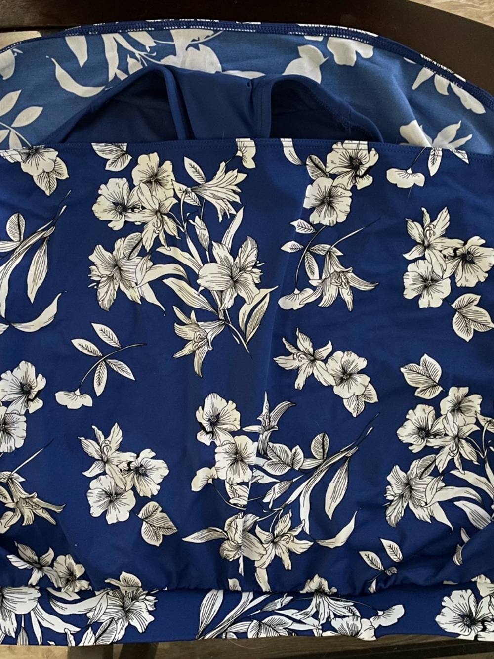 Cacique Blue Floral Print Bikini Top and swim skirt - Picture 2 of 3